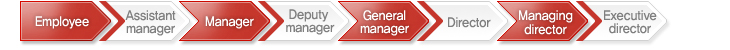 Employee>Assistant manager>Manager>Deputy manager -> General manager>Director>Managing director>Executive director